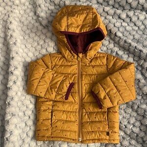 GAP Toddler Girl Two-Tone Burgundy and Mustard Jacket with stars